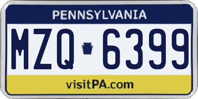 PA license plate MZQ6399