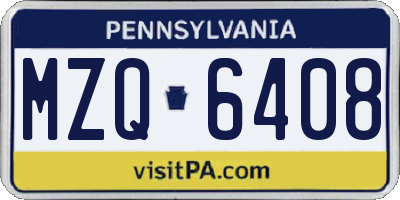 PA license plate MZQ6408