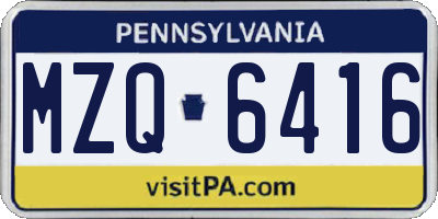 PA license plate MZQ6416