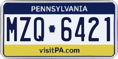 PA license plate MZQ6421