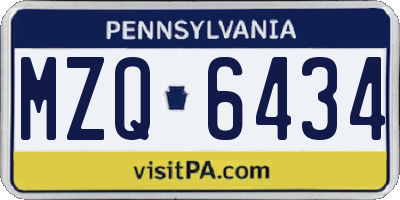 PA license plate MZQ6434