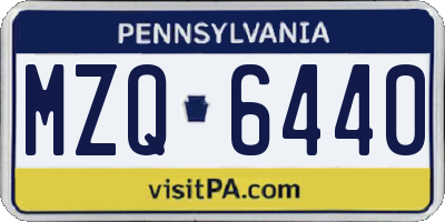 PA license plate MZQ6440
