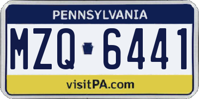 PA license plate MZQ6441