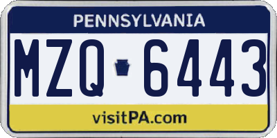 PA license plate MZQ6443