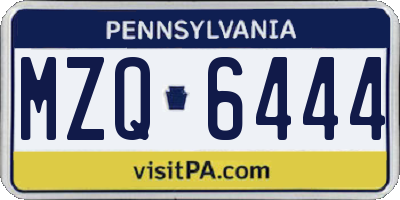 PA license plate MZQ6444