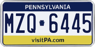 PA license plate MZQ6445