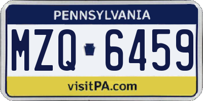 PA license plate MZQ6459