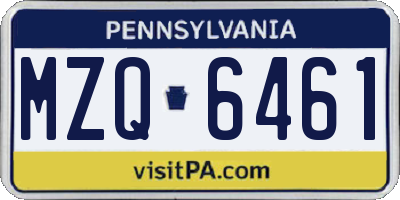 PA license plate MZQ6461