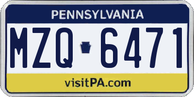 PA license plate MZQ6471