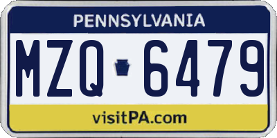 PA license plate MZQ6479