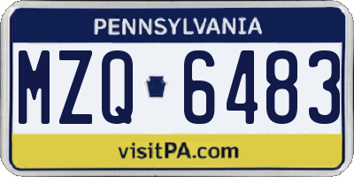 PA license plate MZQ6483