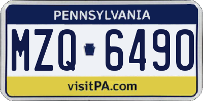 PA license plate MZQ6490