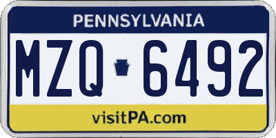 PA license plate MZQ6492
