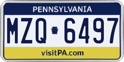 PA license plate MZQ6497