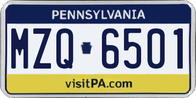PA license plate MZQ6501