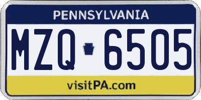 PA license plate MZQ6505