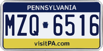 PA license plate MZQ6516
