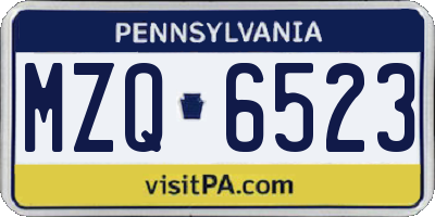 PA license plate MZQ6523