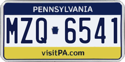 PA license plate MZQ6541