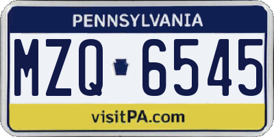 PA license plate MZQ6545