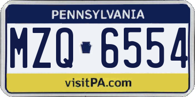 PA license plate MZQ6554