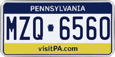 PA license plate MZQ6560
