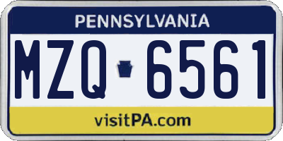 PA license plate MZQ6561