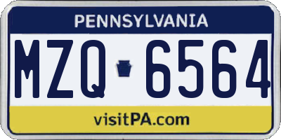PA license plate MZQ6564
