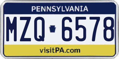 PA license plate MZQ6578