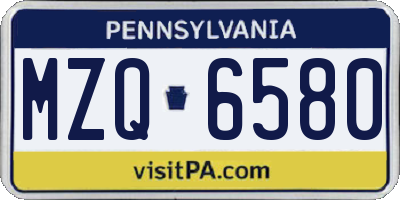 PA license plate MZQ6580