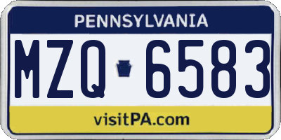 PA license plate MZQ6583