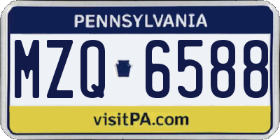PA license plate MZQ6588