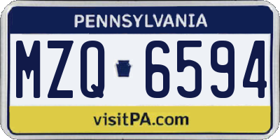 PA license plate MZQ6594