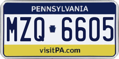 PA license plate MZQ6605