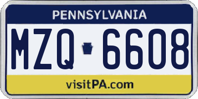 PA license plate MZQ6608