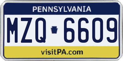PA license plate MZQ6609