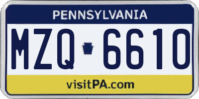 PA license plate MZQ6610