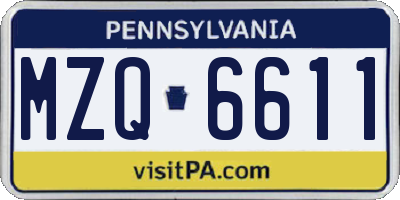 PA license plate MZQ6611