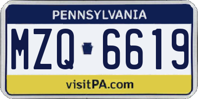 PA license plate MZQ6619