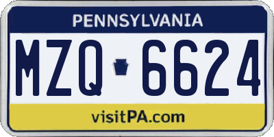 PA license plate MZQ6624