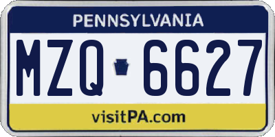 PA license plate MZQ6627