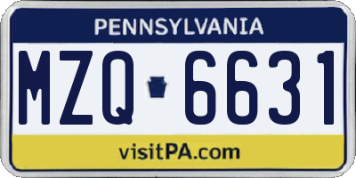 PA license plate MZQ6631