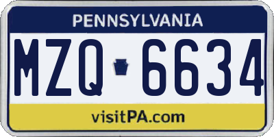 PA license plate MZQ6634