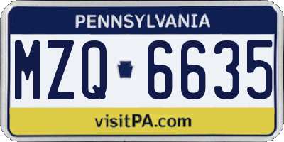 PA license plate MZQ6635