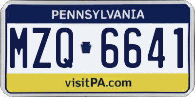 PA license plate MZQ6641