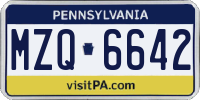 PA license plate MZQ6642