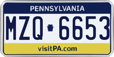 PA license plate MZQ6653