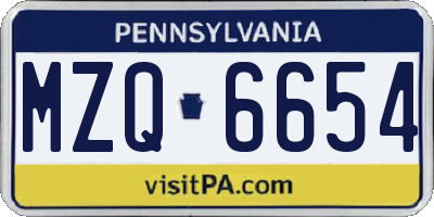 PA license plate MZQ6654