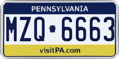 PA license plate MZQ6663