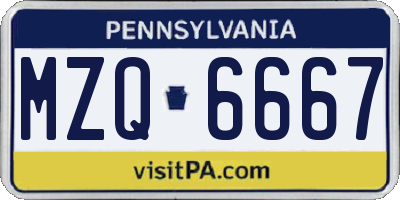 PA license plate MZQ6667